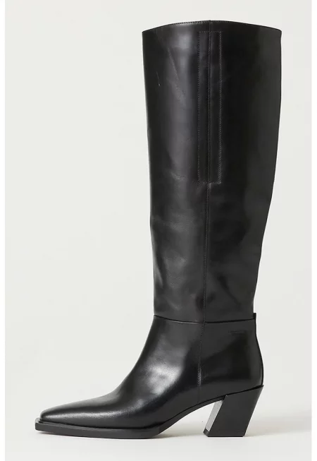 Кожени ботуши до коляното Alina - Черен