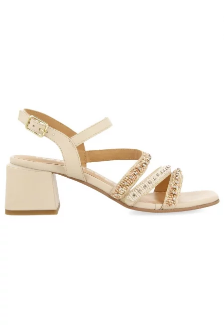 Кожени сандали BALAO 28331 с мъниста - Мръснобял