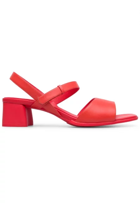 Кожени сандали Katie 27183 с масивен ток - Червен