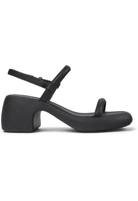 Кожени сандали Thelma 27201 с масивен ток - Черен