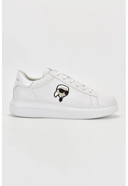 Кожени спортни обувки с лого - Бял