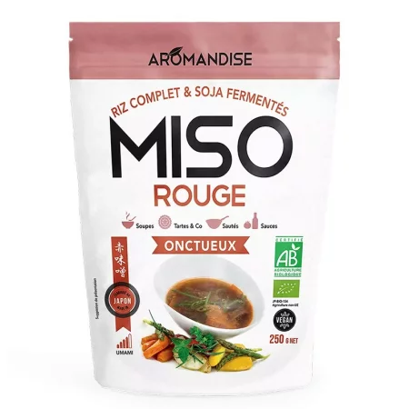 Кремообразно червено Мисо със силен умами вкус - За приготвяне на супи, ястия, бульони, сосове, 250 g