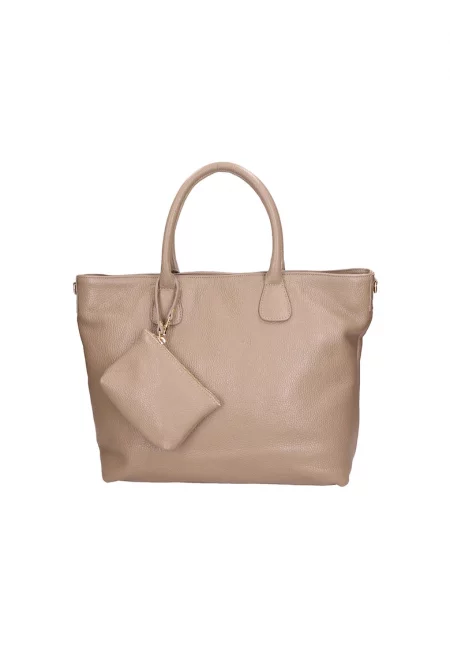 Leather Shopper Bag With Small Pouch