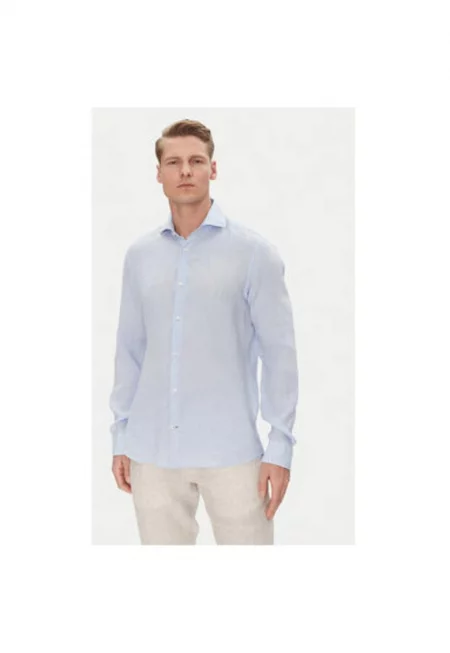 Мъжка риза  10011212 30046075 - лен - син - Син