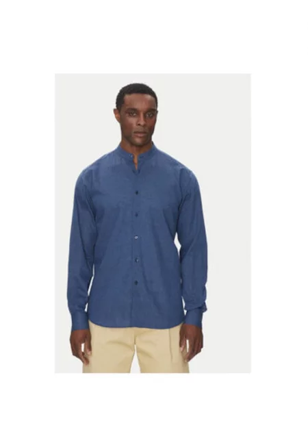 Мъжка риза  605035 552627 - Лен/Памук - Тъмносин