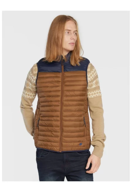 Мъжка жилетка - Бленд - 300782910 - Найлон - Кафяв