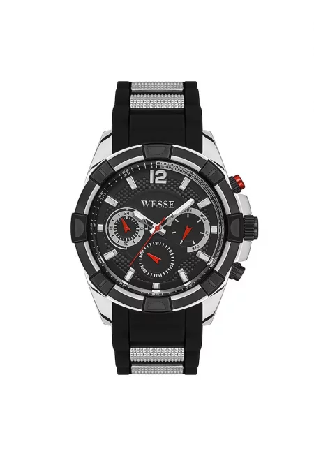 Мъжки часовник  WWG401802 - 46 мм - силиконова каишка - кръгъл корпус - водоустойчив на 5 ATM - черен/сребрист