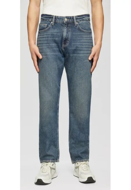 Мъжки дънки - средна талия - стандартна кройка - прав крачол - син - Син