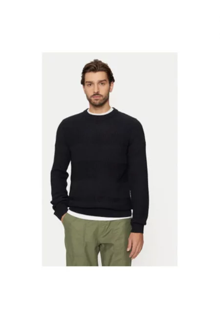 Мъжки пуловер -  304372735 - Акрил/Памук - Син - Син