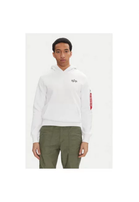 Мъжки суичър с качулка  148341 - памук/полиестер - бял - Бял