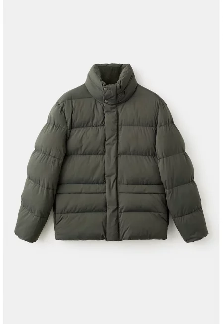 Непромокаемо зимно яке със средновисока яка - Тъмно каки