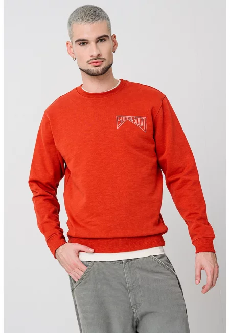 Памучен суитшърт с лого - Керемидено червено