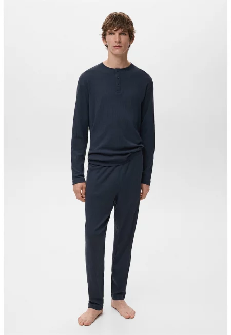 Памучна пижама с дълги ръкави