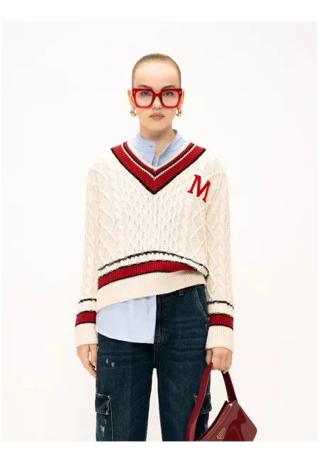 Плетен шпиц пуловер