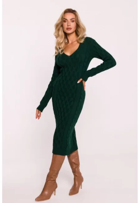 Плетена рокля с V-образно деколте -  One Sizeqwdxz