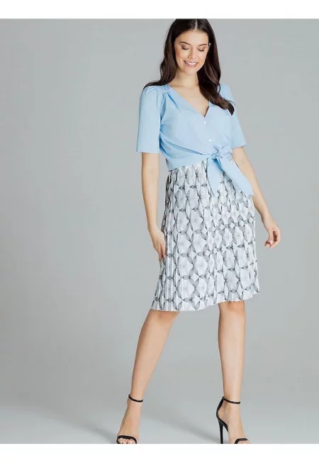 Плисирана миди пола - Ленитиф - модел с ластик - сива - полиестер