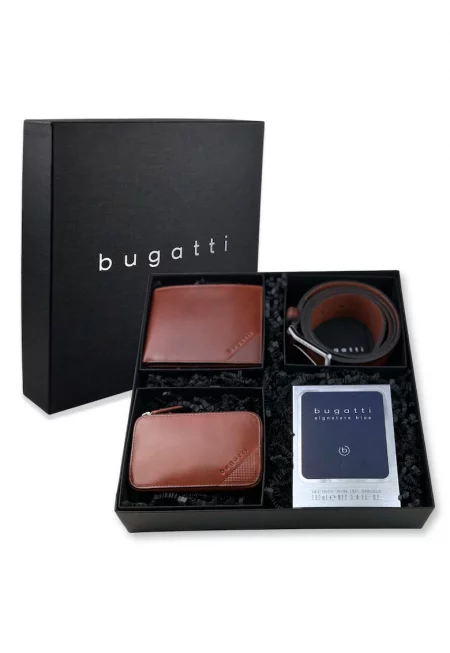 Подаръчен комплект за мъже  42127753 - Чорапи - Портмоне - Колан - Естествена кожа - Камел