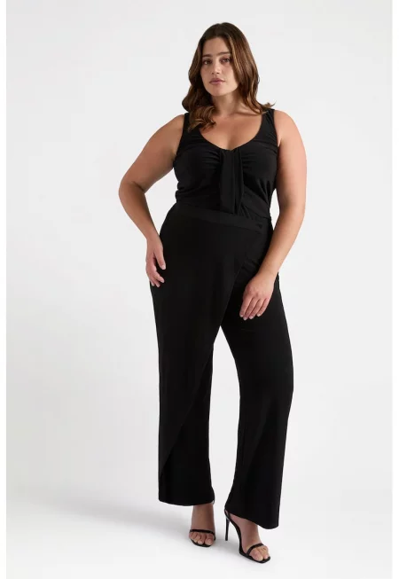 Прав панталон с висока талия - Черен