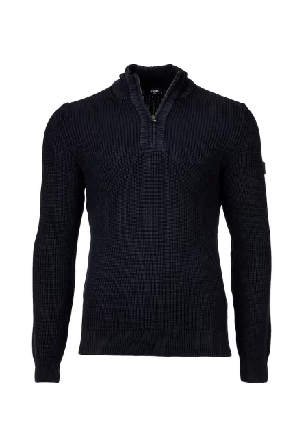 Пуловер Henrio с къс цип - Тъмносин