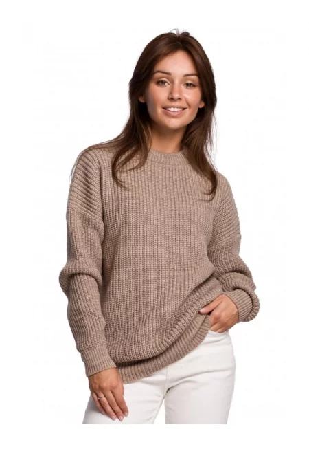 Пуловер с дълъг ръкав - акрил/полиамид/вълна - капучино