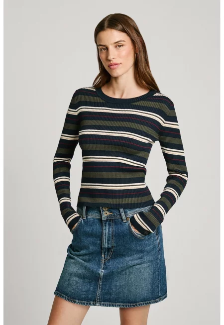 Раиран рипсен пуловер - Каки