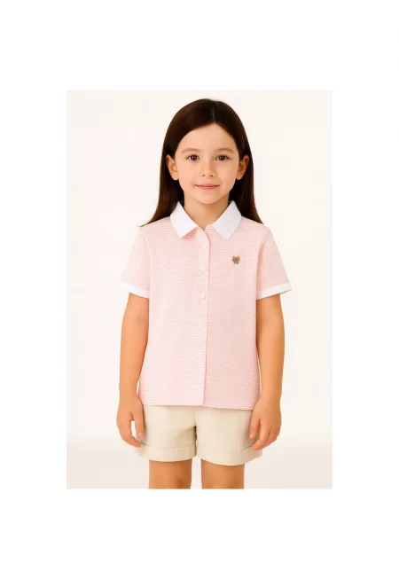 Раирана риза с къси ръкави и класическа яка