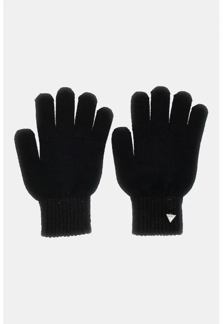Ръкавици с вълна с лого - Черен