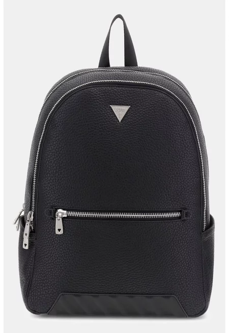 Раница от еко кожа с метално лого - Черен