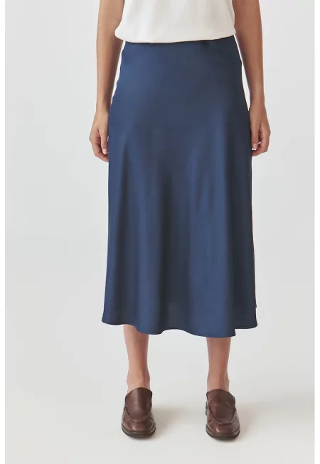 Разкроена миди пола - Тъмносин