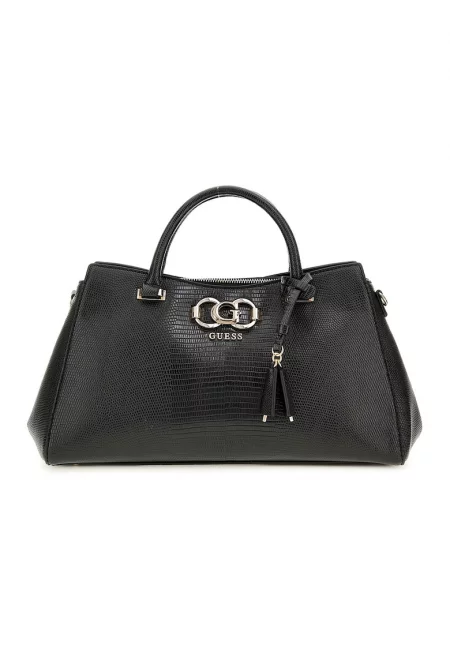 Релефна чанта за рамо от еко кожа - Черен