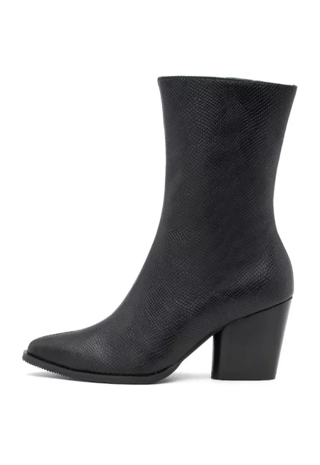 Релефни боти от еко кожа - Черен