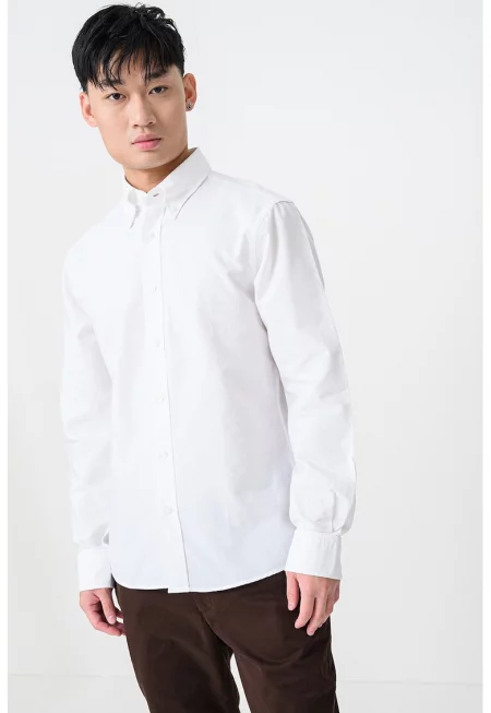 Риза Oxford със стандартна кройка - Бял