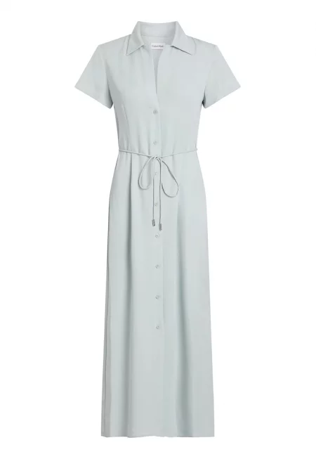 Рокля тип риза с връзка - Бледозелен