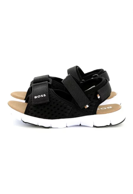 Сандали с велкро и лого - Черен