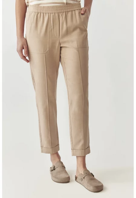 Скъсен панталон Sumiko с лиосел - Крем