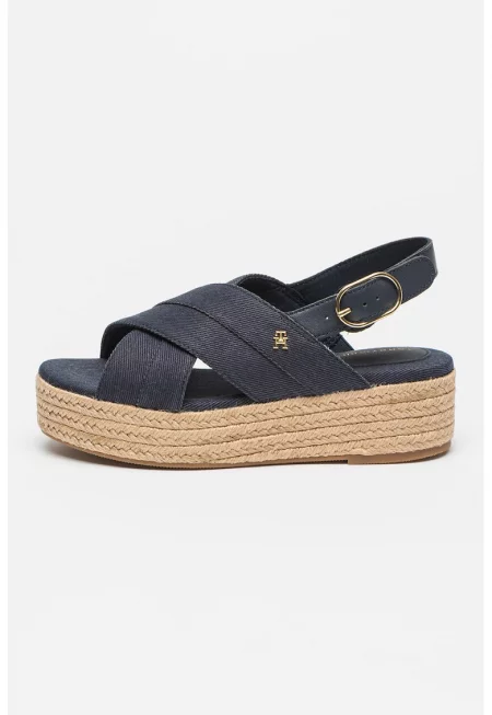 Скосени сандали с отворена пета - Тъмносин