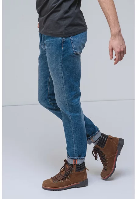 Слим дънки Vintage - Син меланж