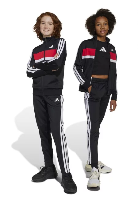 Спортен екип Tiberio с цип и лого - Бял/Черен