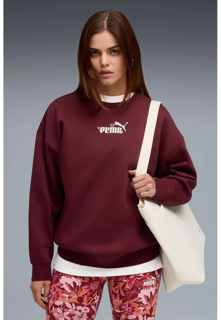 Суитшърт с овално деколте и флорална шарка