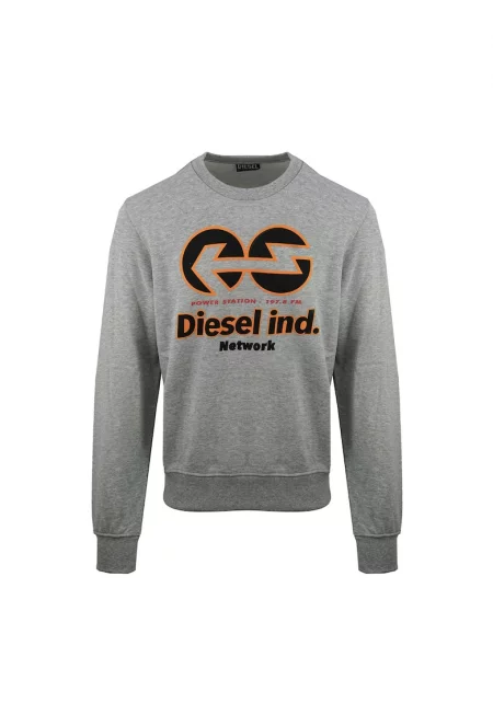 Суитшърт с овално деколте и лого - Сив