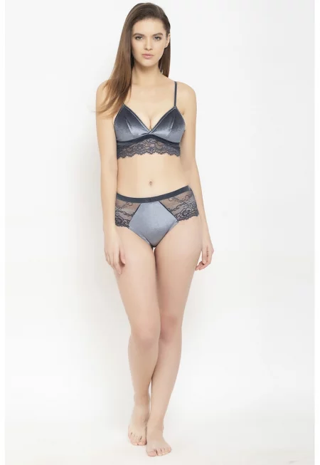 Сутиен с дантела - Tъмносив