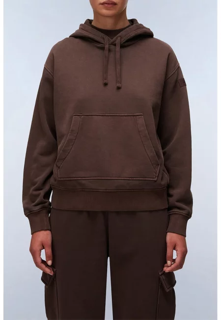 Свободно худи с джоб кенгуру - Кафяв