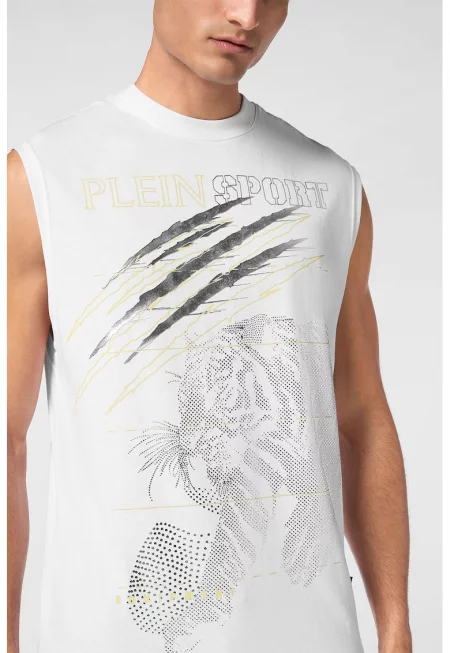 Тениска без ръкави с фигурален принт - Бял/Сребрист