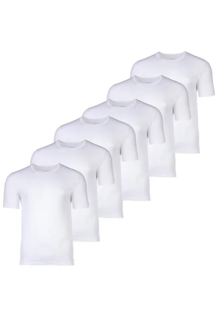 Тениска с овално деколте - 6 броя - Бял