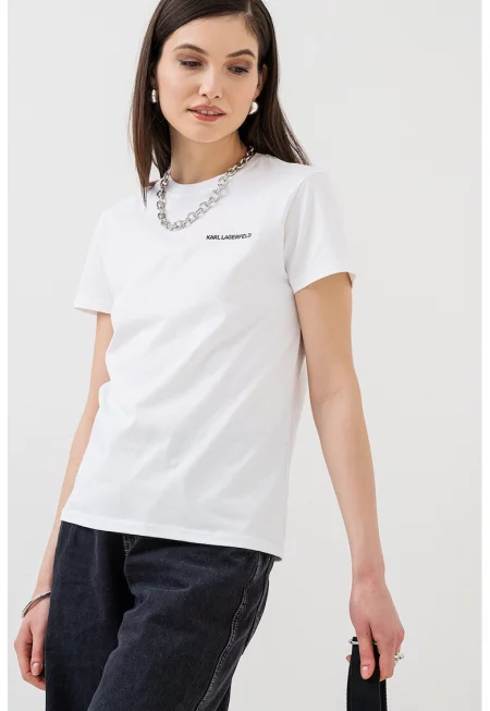 Тениска с овално деколте - Бял