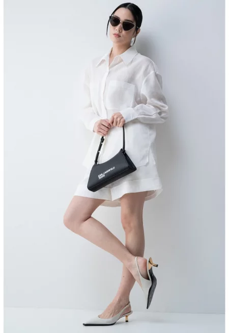 Уголемена риза с джобове - Мръснобял