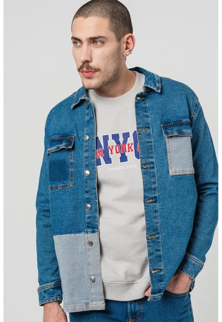 Яке тип риза от деним с джобове - Син