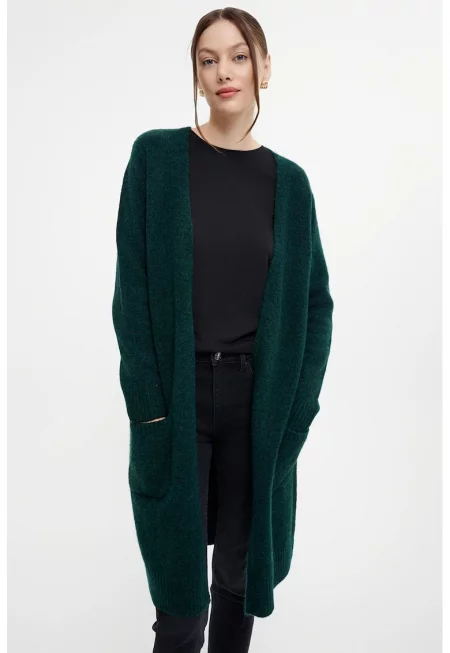 Жилетка с джобове - Аква зелено