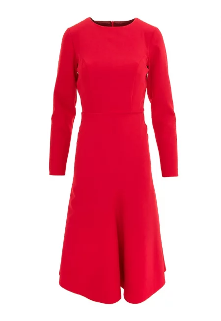 ACOB À PORTER - Рокля с веревна кройка и дълги ръкави - Червен