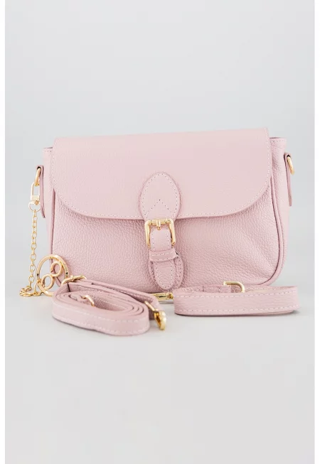 Antonia Moretti - Кожена чанта през рамо с отделящо се лого - Лилав